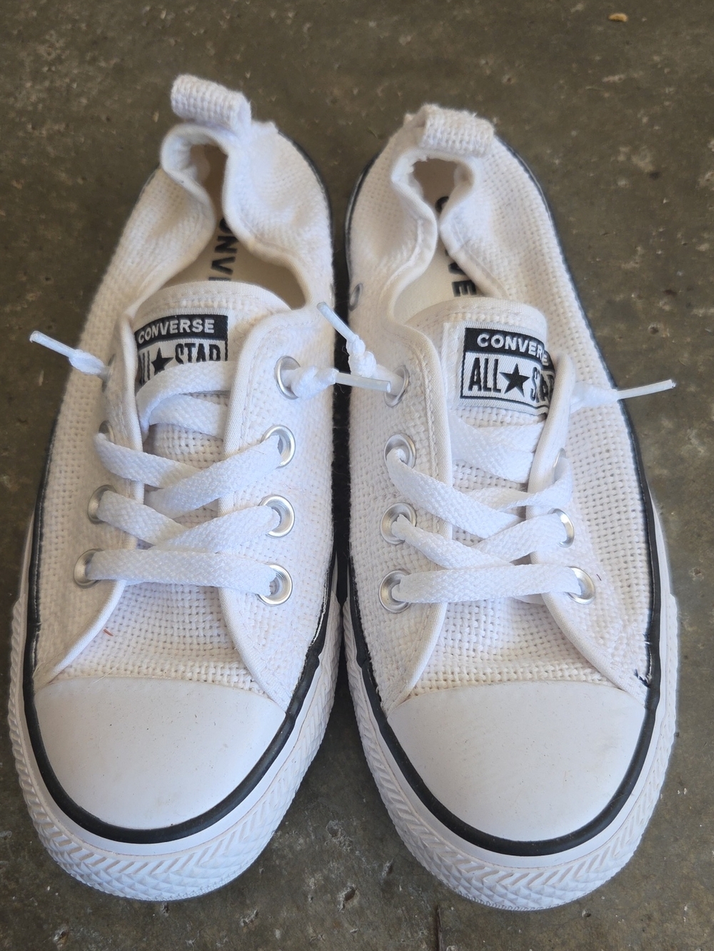 Converse Womens White Low Top Sneakers with Black Trim